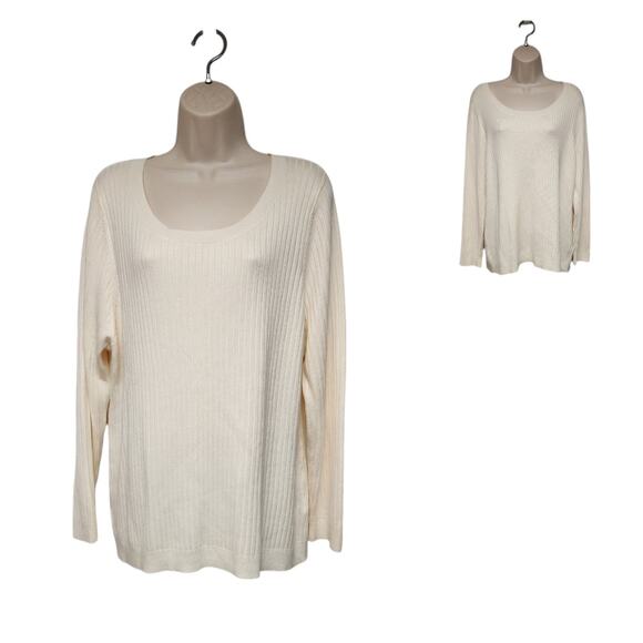 Soft Surroundings Soft Essential Ribbed Pullover Sweater Size 1X Color Off White - Picture 1 of 9
